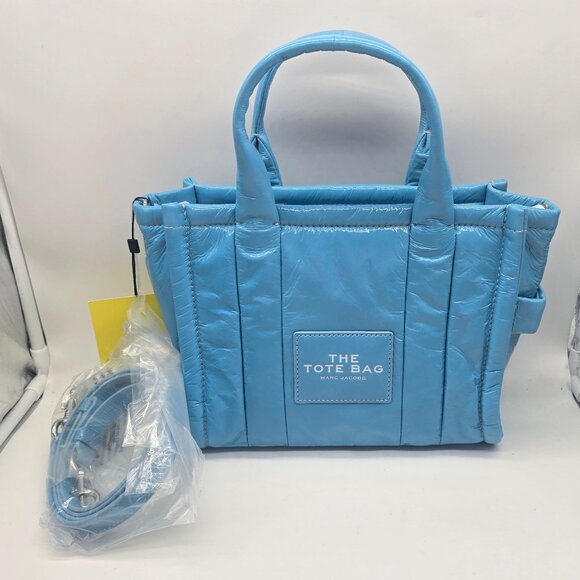 Marc Jacobs Handbags - Marc Jacobs The Tote Bag Small Crinkle Patent Leather Air Blue